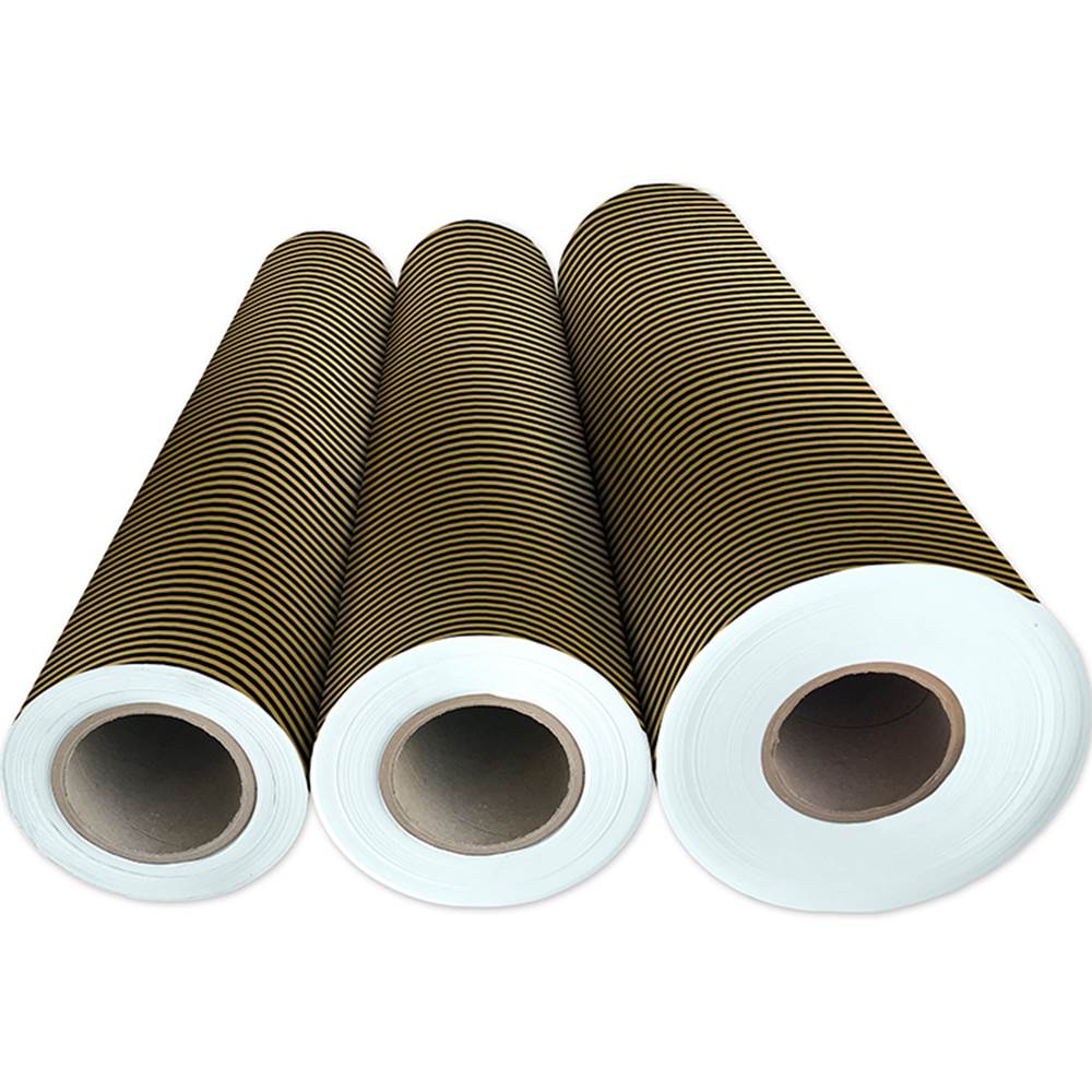 Jam Paper Industrial Size Bulk Wrapping Paper Rolls, Black Gold Stripe Design, 1/2 Ream (834 Sq ft), Sold Individually, Size: 5004 x 24