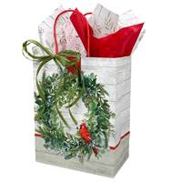 Cardinal Wreath Paper Shopping Bags (Cub - Full Case)  