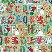 Christmas Alphabet Mint Gift Wrap Paper