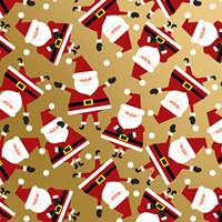 Dancing Santa Gold Gift Wrap Paper