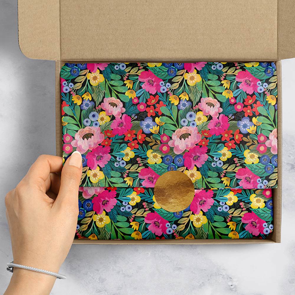 Floral Tissue Paper for Packaging Small Business (25 Pack) Gold