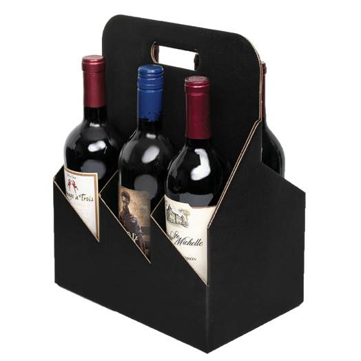 Open Style Wine Bottle Carrier Black 6 Bottle