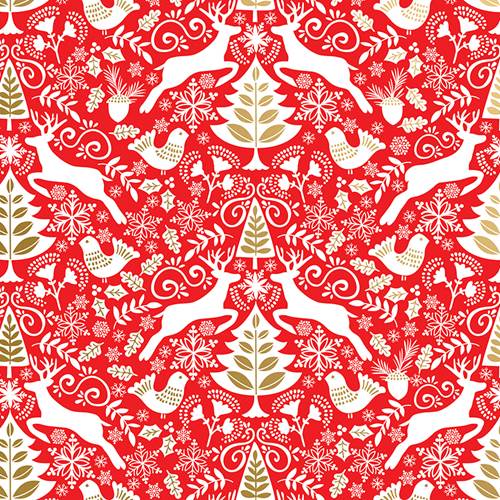 Red Scandanavian Gift Wrap Paper