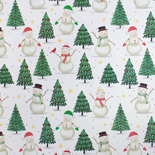 Snowmen & Trees Gift Wrap Paper