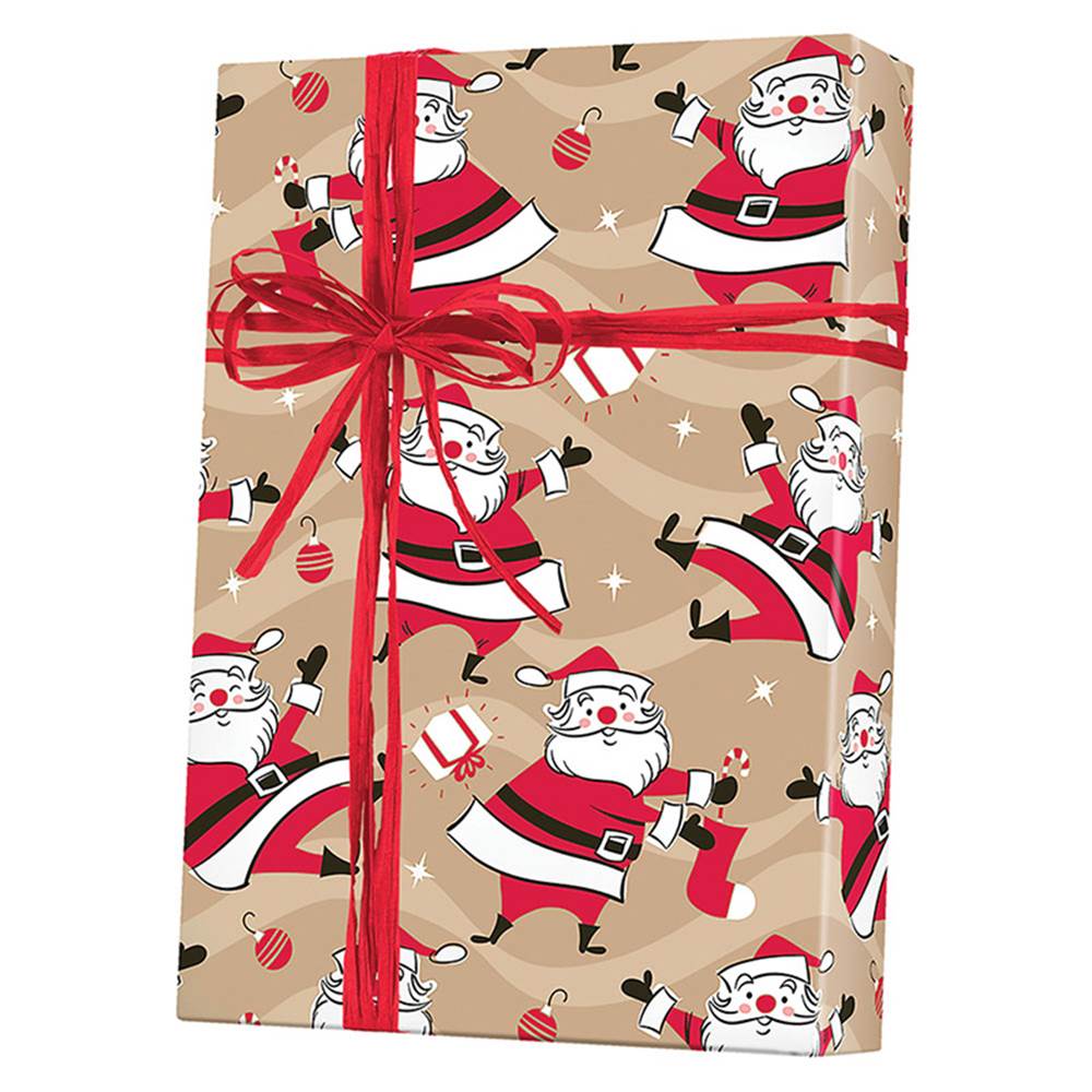 Christmas Gift Wrap Paper Swingin' Santa/Kraft Gift Wrap X4265 C