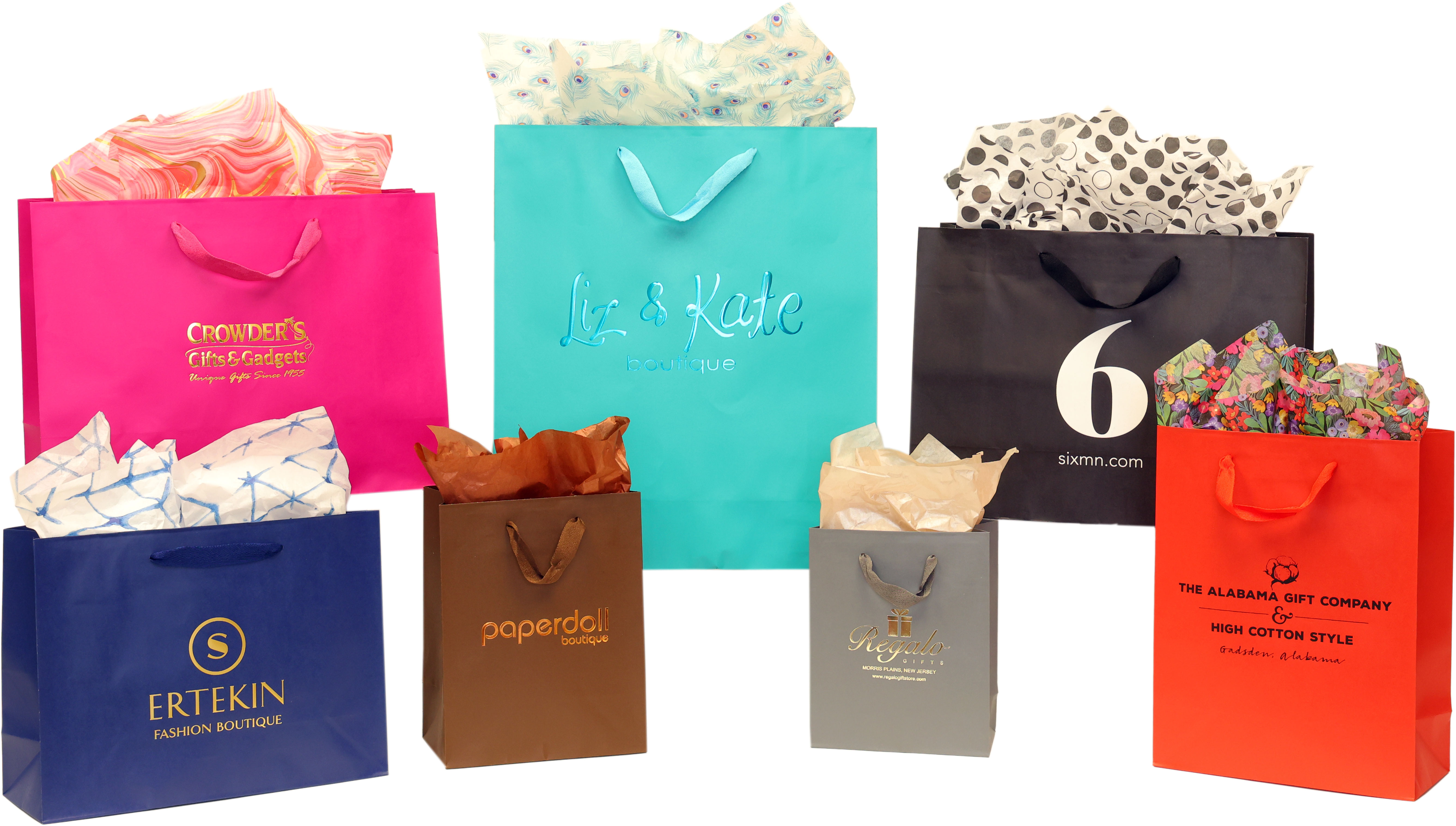 Fold Over J-Cut Shopping Bags (Colors)