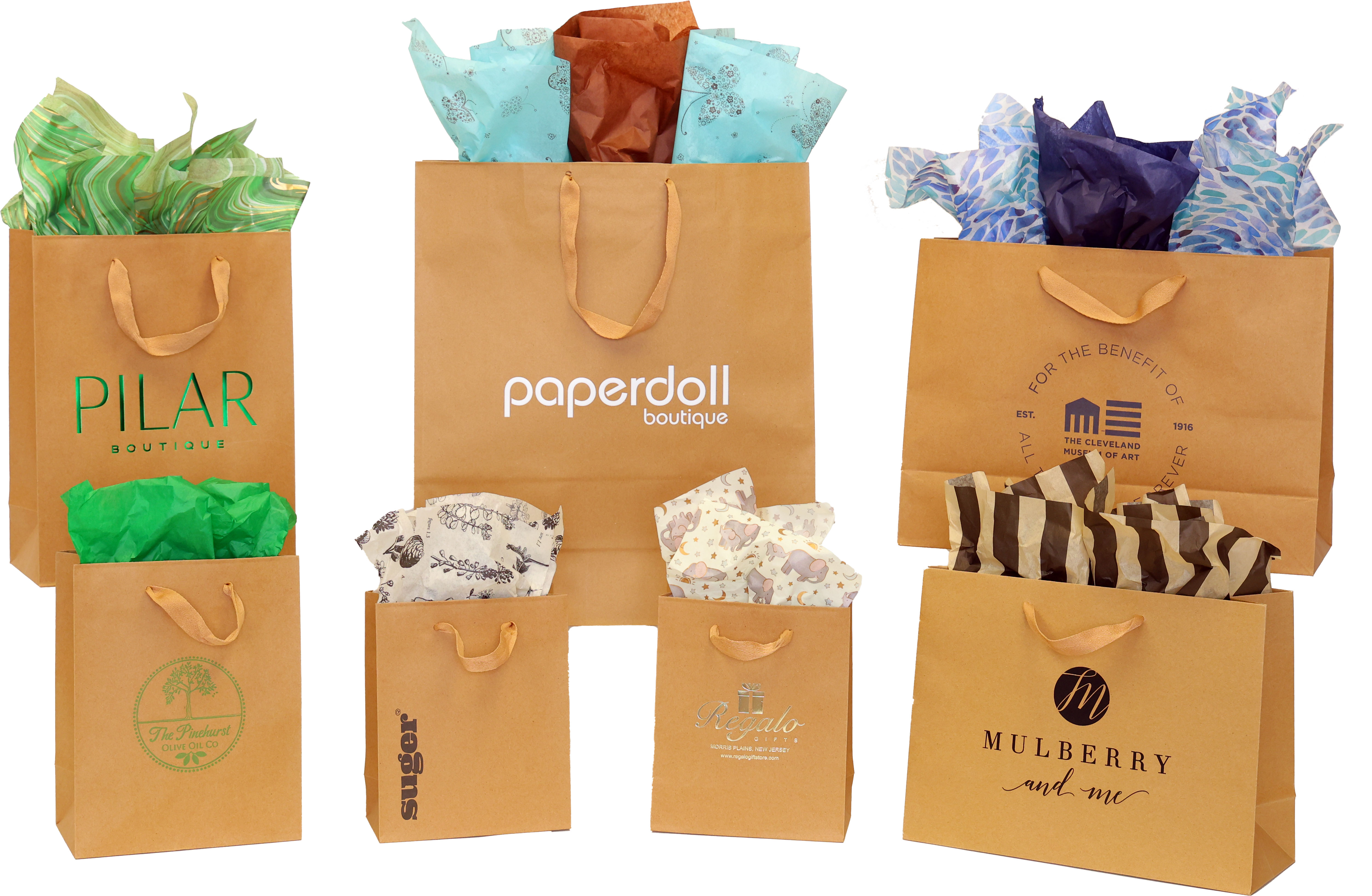 Fold Over J-Cut Shopping Bags (Kraft)